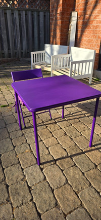 $20 Kids table, chair and cushion (purple) Price Drop $20