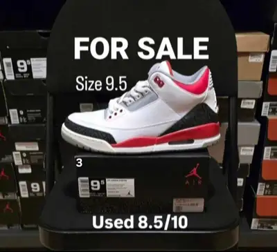 Air Jordan 3 Fire Red size 9.5, View more