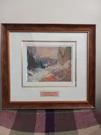 Three J.E.H MacDonald mounted and framed prints of his art work.