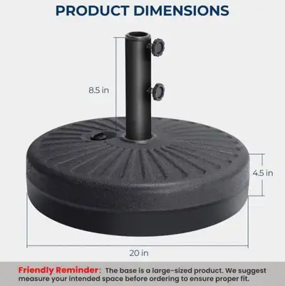 Homeshade Patio Umbrella Base H12 – New in Box, View more