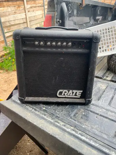 Small electric amp, great condition ready to use. Comes with cords to connect guitar. I don’t no muc...