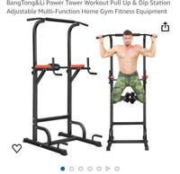 Power Tower Workout Pull Up & Dip Station Adjustable