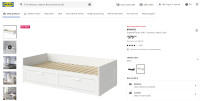 Ikea Day Bed with 2 drawers, slats and mattress