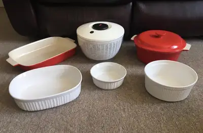 Lot of 5 Baking Dishes for Oven and a Large Salad Spinner Asking $35 for All