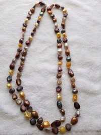 Water Pearl Necklace w earrings - multi color pearls - NEW