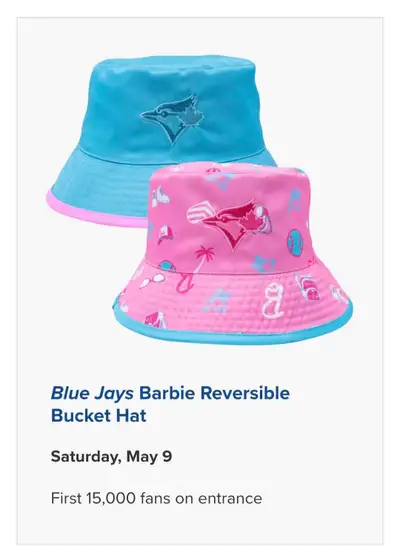 toronto blue jays barbie Reversible bucket hat, View more