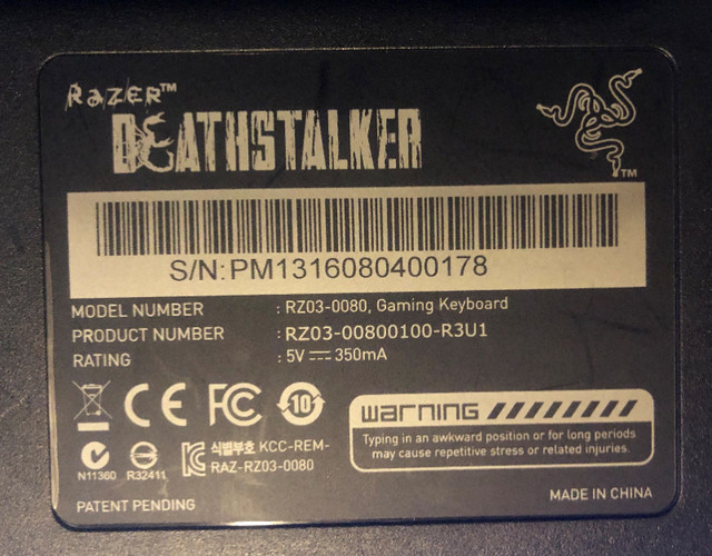 Razer Death Stalker Gaming Keyboards x 2 in Mice, Keyboards & Webcams in Markham / York Region - Image 2
