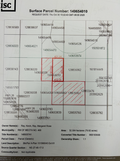 Land for Sale by Tender R.M. of Meota No. 468 The following land located on the south end of Jackfis...