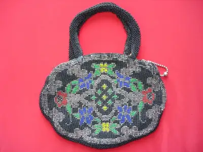 Sac Soirée ancien en Perles vintage bag Beads 1930 Tchèque, View more