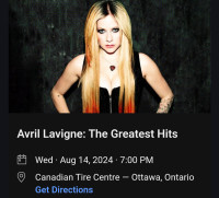 Avril Lavigne: The Greatest Hits Ottawa Aug 14, 2024 · 7:00 PM