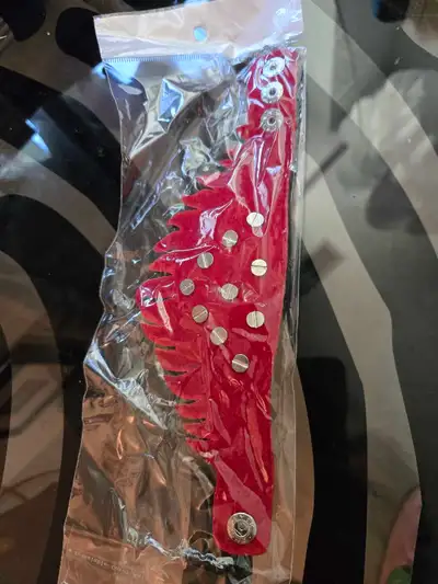 Red Punk Spike Wristband, View more