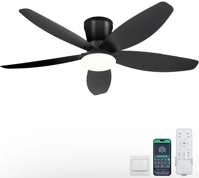 42” Ceiling Fan with Light Remote Control APP LED Flush Mount  in Indoor Lighting & Fans in Hamilton - Image 2
