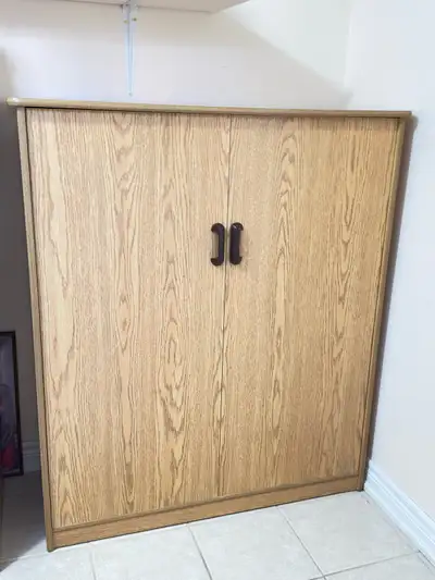 Oak Finish Cabinet storage with Doors, View more