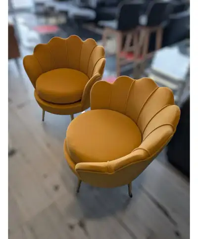 Modern Velvet Accent Chair, Yellow with Gold Legs, View more
