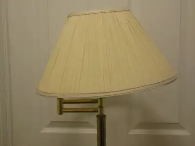 TALL WORKING GOLD FLOOR LAMP VINTAGE EIGHTIES BEIGE LAMP SHADE, View more