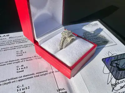 #747 - 1.01 Carat Diamond Wedding Set 10k White Gold, Size 6 1/2, View more
