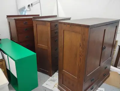 Vintage 3 Piece Amish Mission Quarter Sawn Oak, View more
