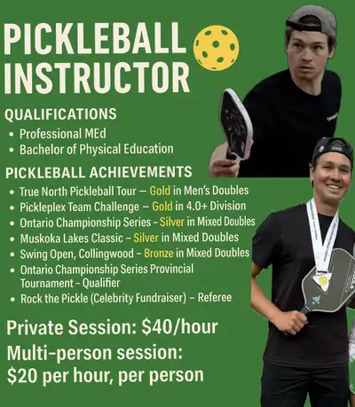 Offering pickleball lessons to anyone below the 4.0 level who is looking to get there!