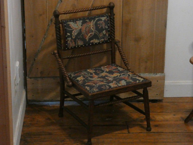 Low seat hand carved antique tapestry chair in Chairs & Recliners in St. Catharines