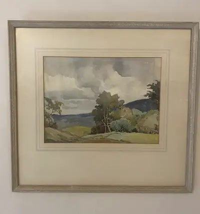 antique water colour painting by Joachim Gauthier.23”x21”., View more