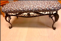 Sturdy Metal Bench with Wipeable Vinyl On It, $135