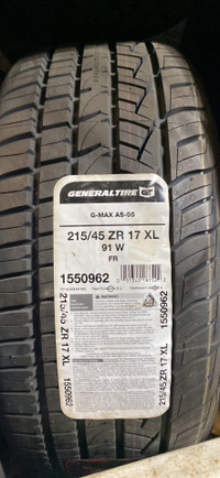 Set of 4 215 45 17 new General allseasons tires rated 80,000km $