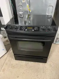 GE black glass top slide in stove 
