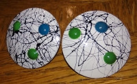 Jackson Pollock Styled Earrings White Splashed Black