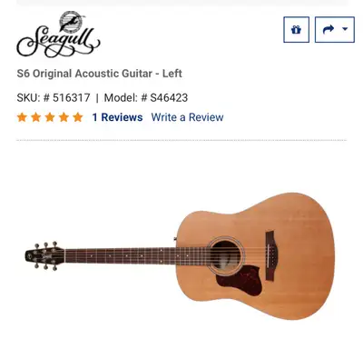 Seagull Acoustic Guitar - never used. case is sold extra. , View more