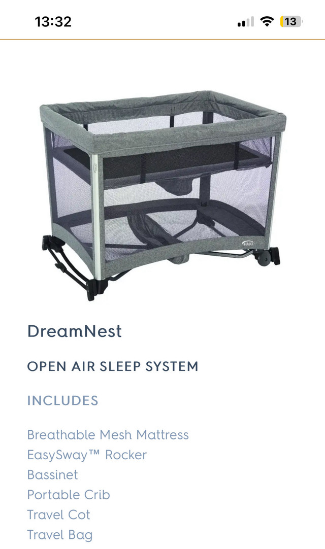 HALO DreamNest Plus Open Air Sleep System in Playpens, Swings & Saucers in Edmonton