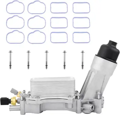 Aluminum Engine Oil Cooler 926-876 With Oil Filter Gaskets Sensor Adapter Compatible With 2011-2016...