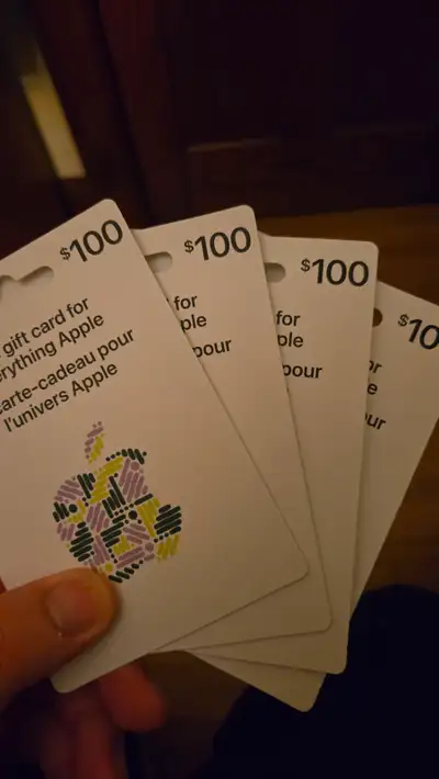 100 Dollar Apple Cards $90 each or $340 for all four, View more