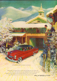 Large (10 ¼ by 14) 1953 full-page vintage ad for Plymouth