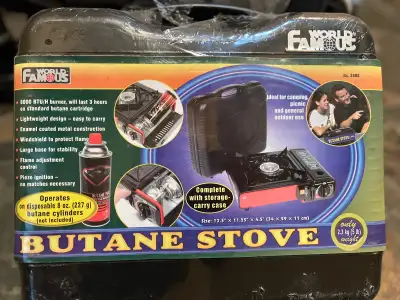 Brand new Butane stove with can of butane , View more