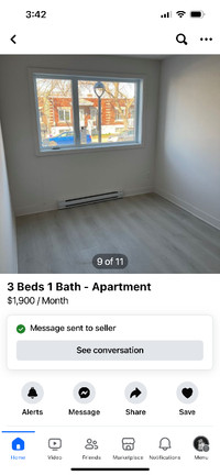 3 beds 1 bath apartment