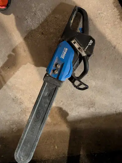 I'm selling a Kobalt 80v MAX electric chainsaw, complete with 2 - 80V batteries! This chainsaw has b...