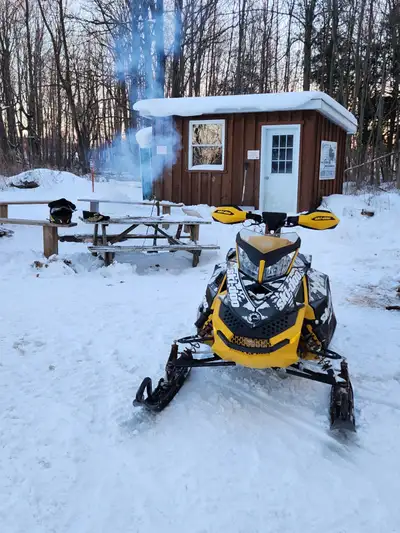 Great sled has new belt, new sliders, and pull start and reverse travel bag. Has trail rated can 202...