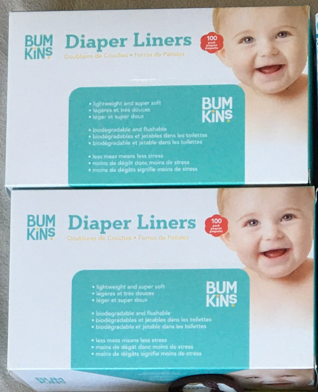 2x Bumkins Disposable Cloth Diaper Liners and Wipes 100 pack in Bathing & Changing in Ottawa