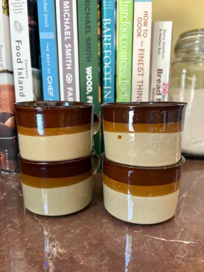 Vintage Striped Stoneware Mugs - set of 4, View more
