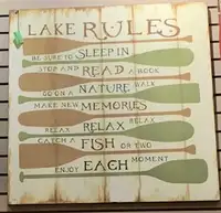 New "Lake Rules" wall decor