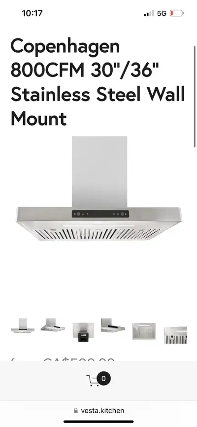 Brand New Vesta Wall mounted kitchen range hood for sale., View more