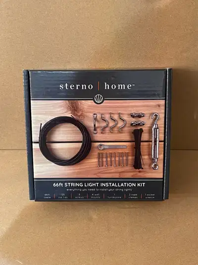 String light installation kit. New. Never used or opened. Complet set to install string lights Kit i...
