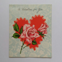Pink Rose For You Vintage Sparkled Valentine Card