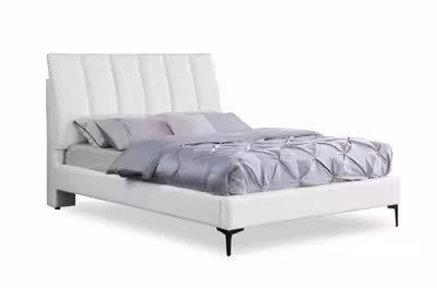Selling a brand new Nova Upholstered Platform Headboard (King size) in White Vegan-Leather Fabric, j...