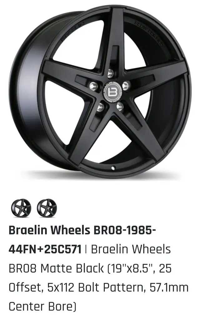 4 Brand New 19 Inch BRAELIN BR-08 Matte Black Rims 5 x 112 . in Tires & Rims in Truro - Image 4