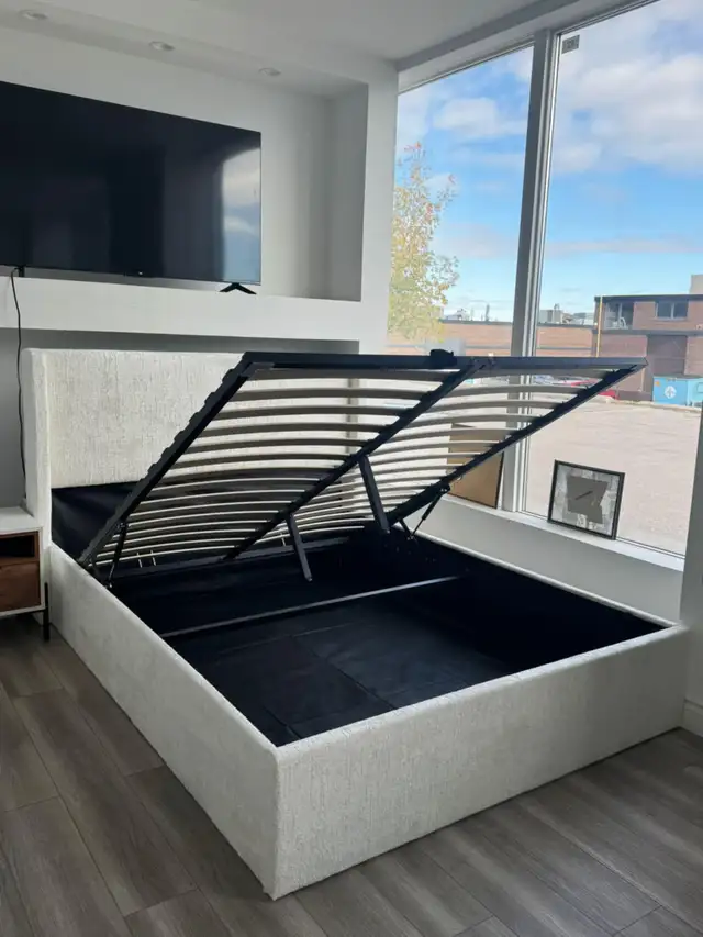 Boucle Upholstered Storage Bed | King & Queen in Beds & Mattresses in Peterborough - Image 2