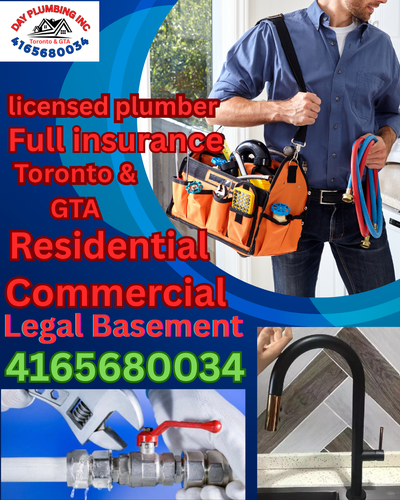 licensed plumber full insurane 4165680034 Toronto and GTA, View more
