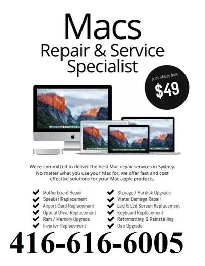 Mac Service and Repair - Macbook/Pro Liquid Damage Repair Apple MACBOOK, MACBOOK PRO, MACBOOK AIR an...