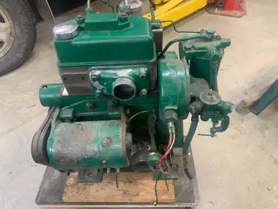 2 cylinder 10hp @2400 rpm. Low hours. Block cracked (froze) but head and manifold are ok. Most parts...