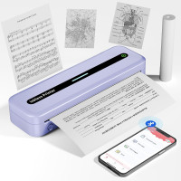 M832 Portable Wireless Printer for Travel, Bluetooth, Purple